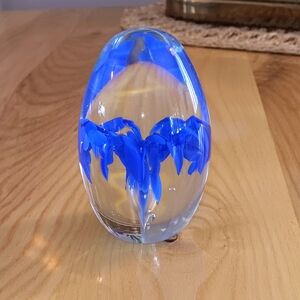 Titan Art Glass Paperweight Blue Glass